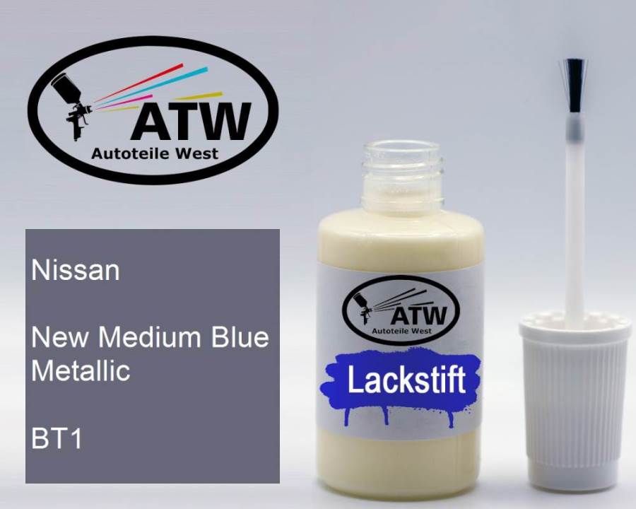 Nissan, New Medium Blue Metallic, BT1: 20ml Lackstift, von ATW Autoteile West.